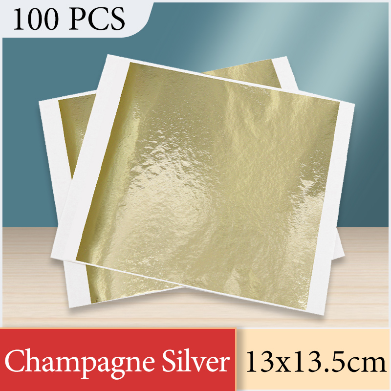 Art Craft With Leaves - 13x13.5cm Champagne Silver Foil Paper Gold