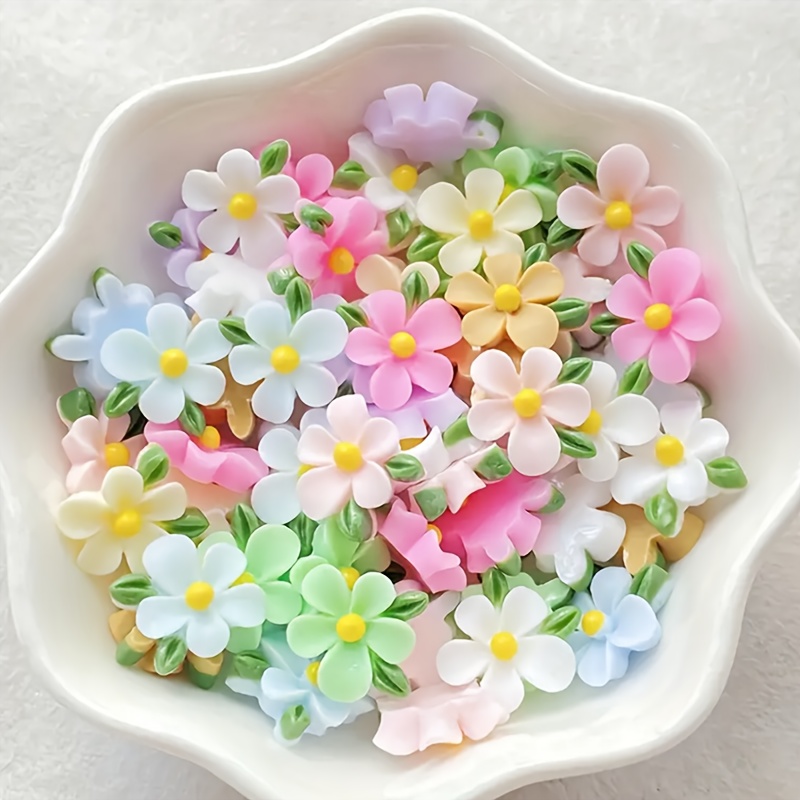 Art Craft With Leaves - 20pcs Resin Mini Flower and Leaf