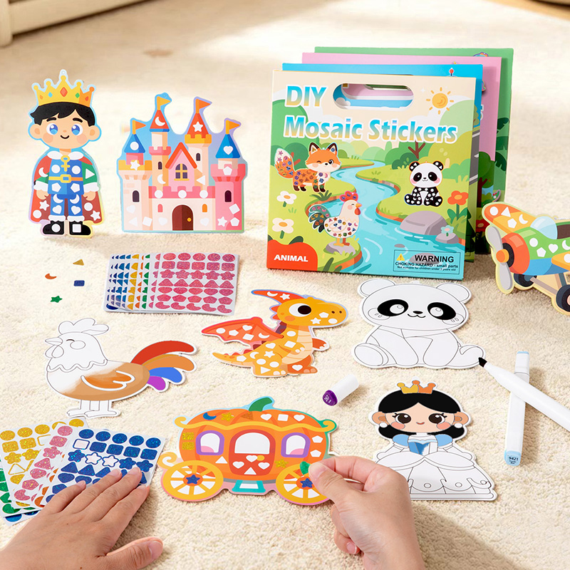 Art Craft Dinosaur - 2-in-1 DIY Mosaic Sticker & Coloring