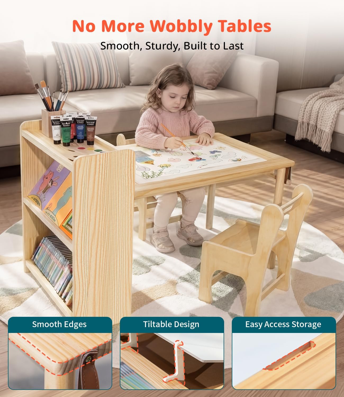 Kids Wooden Art Table 2 Chair  - Art Craft Toddler review and price