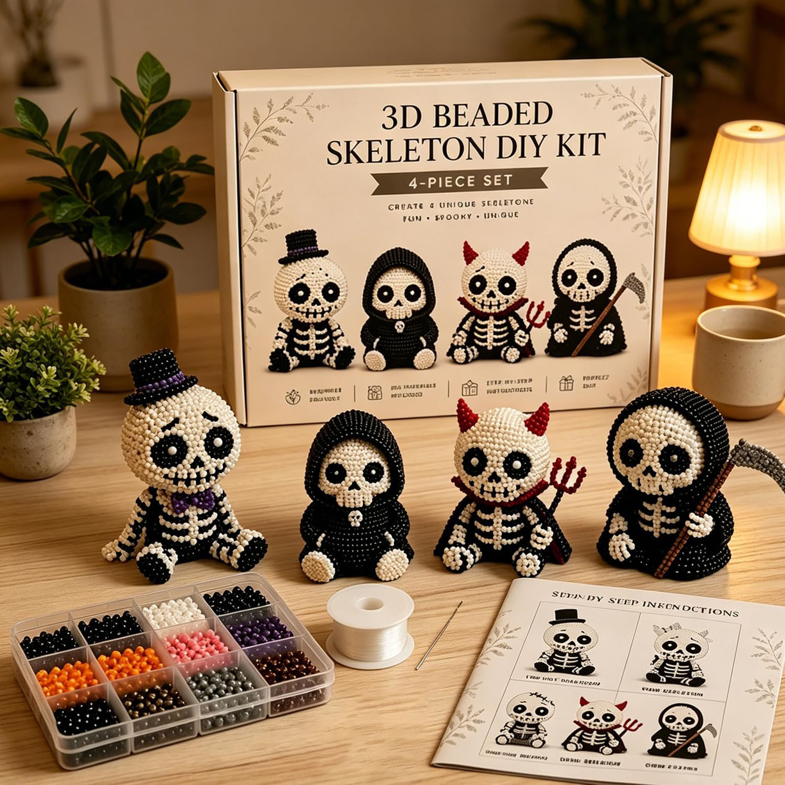 3D Beaded Skeleton DIY Kit Cre - Art Craft Halloween review and price