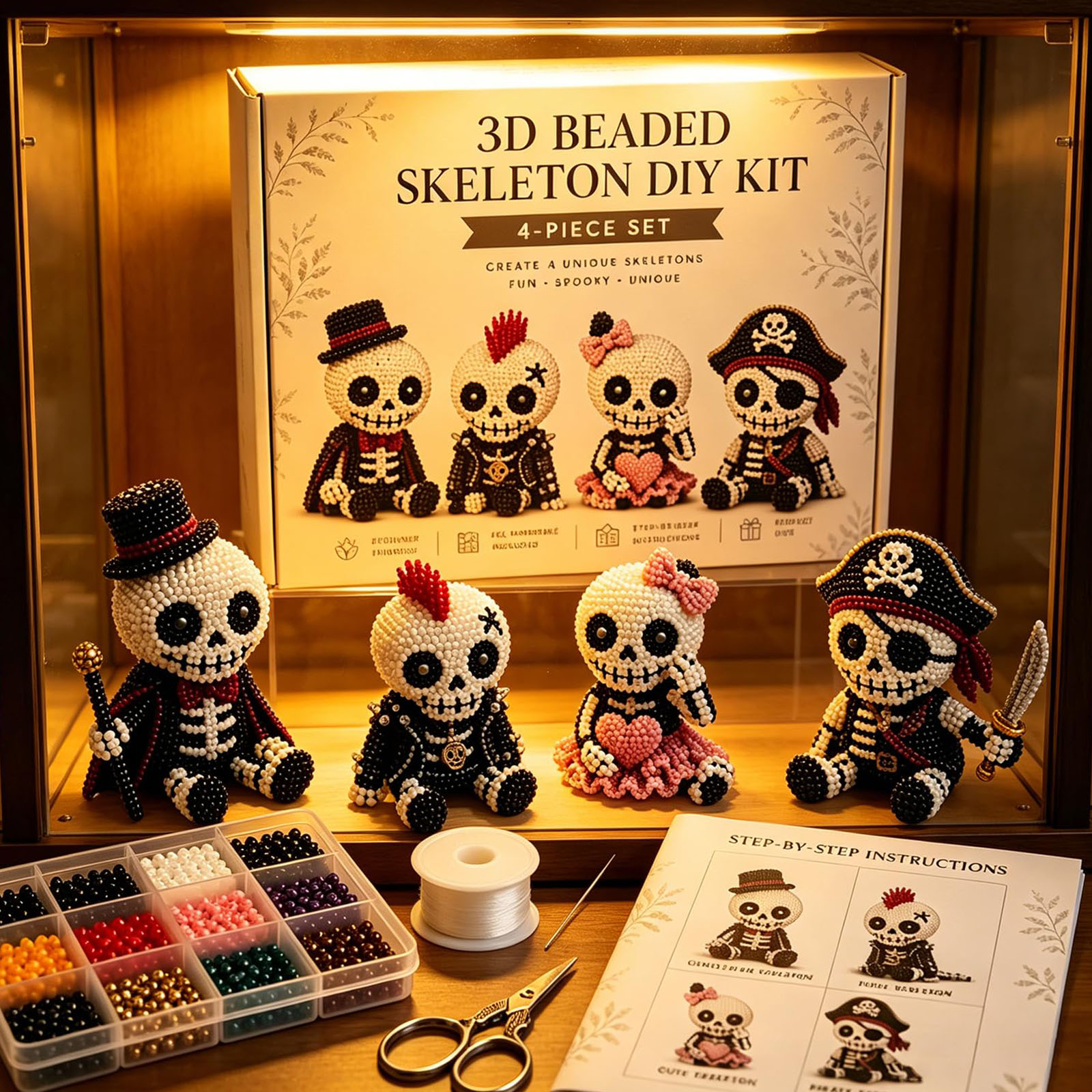 3D Beaded Skeleton DIY Kit Cre - Art Craft Halloween review and price